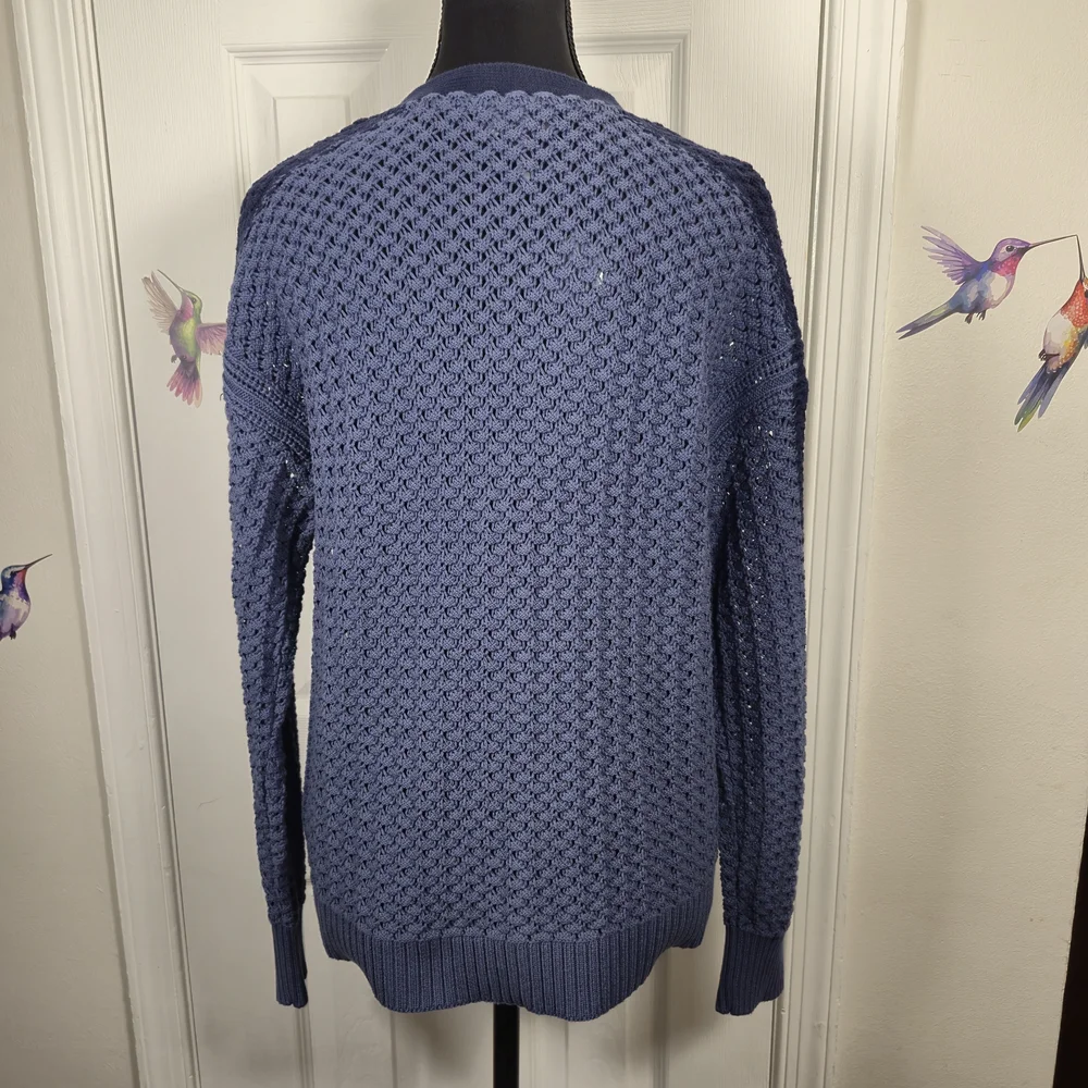 AnyBody Colorblock Crochet Knit Cardigan | Textured Layer - Picture 4 of 6